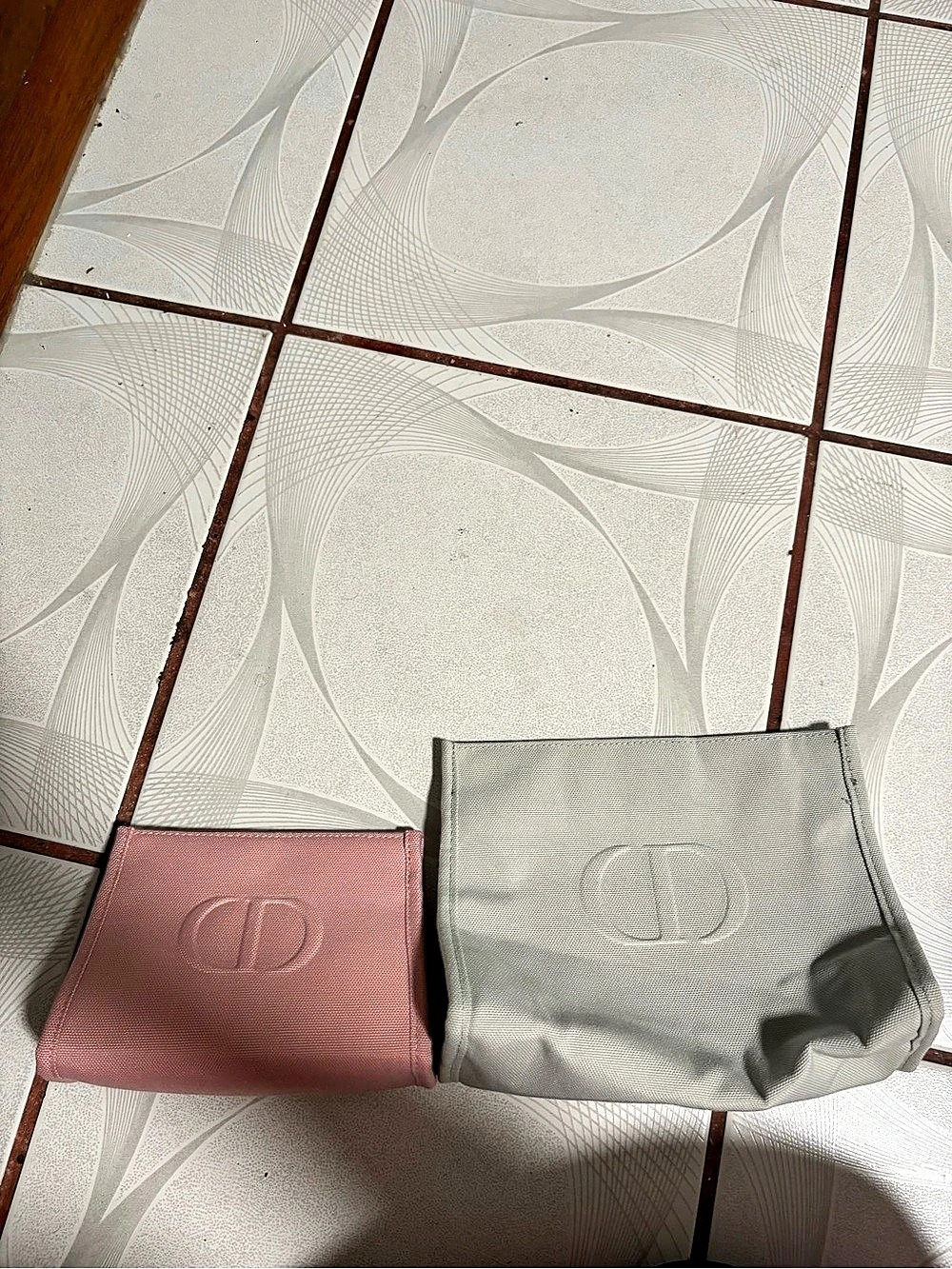 Dior Cosmetic Pouch Set in Pink & Grey
